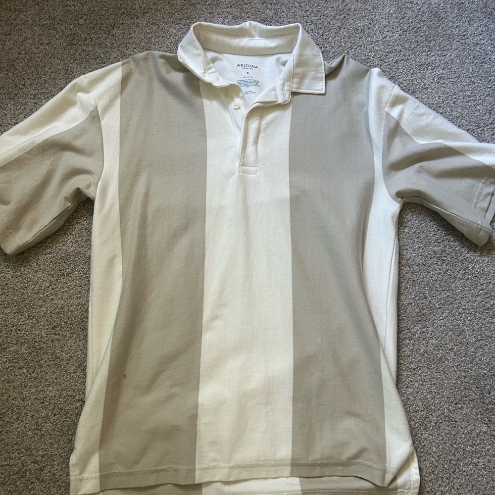 Arizona Jean Company Men's Polo Shirt - Beige and White
